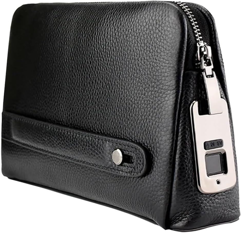 Fingerprint Lock Leather Handbag - Anti Theft Clutch Bag Wallet