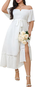 RWJ Women's Plus Size Off The Shoulder Maxi Dress - Flattering Fit