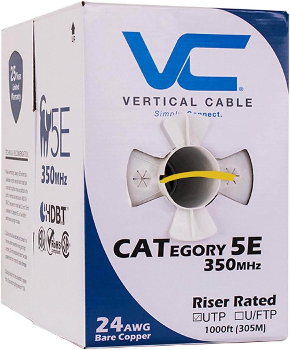 Vertical Cable Cat5e 350 MHz UTP 1000ft Solid Bare Copper