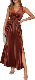 Women's Sleeveless Velvet Maxi Dress for Formal Parties