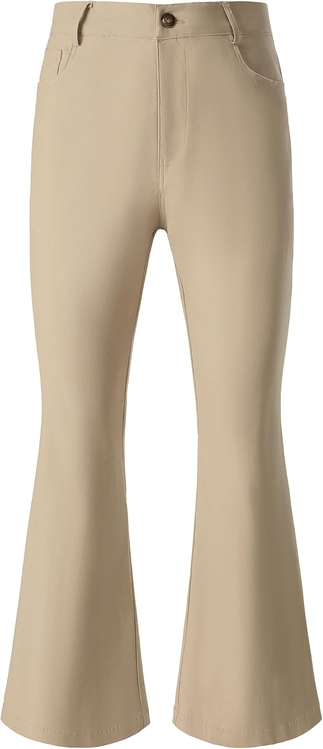 JOGAL Mens Bell Bottom Pants for Retro 70s Disco Style