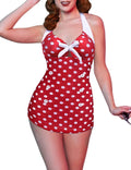 Ekouaer Womens One Piece Swimsuits Vintage Striped Skirt