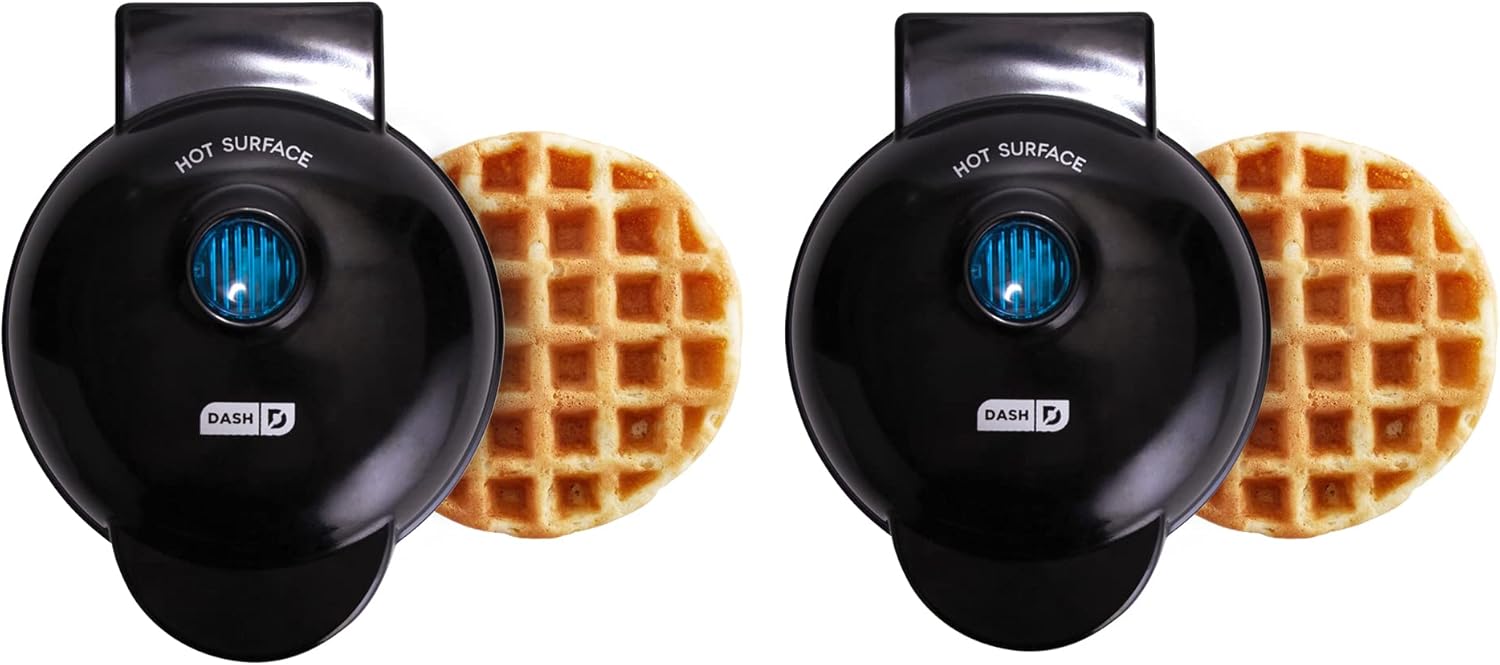 DASH Mini Waffle Maker (2 Pack): Easy Clean, Non-Stick Surfaces
