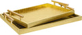 Modern Elegant Large Wood Serving Tray Set of 2 - Gold Crocodile