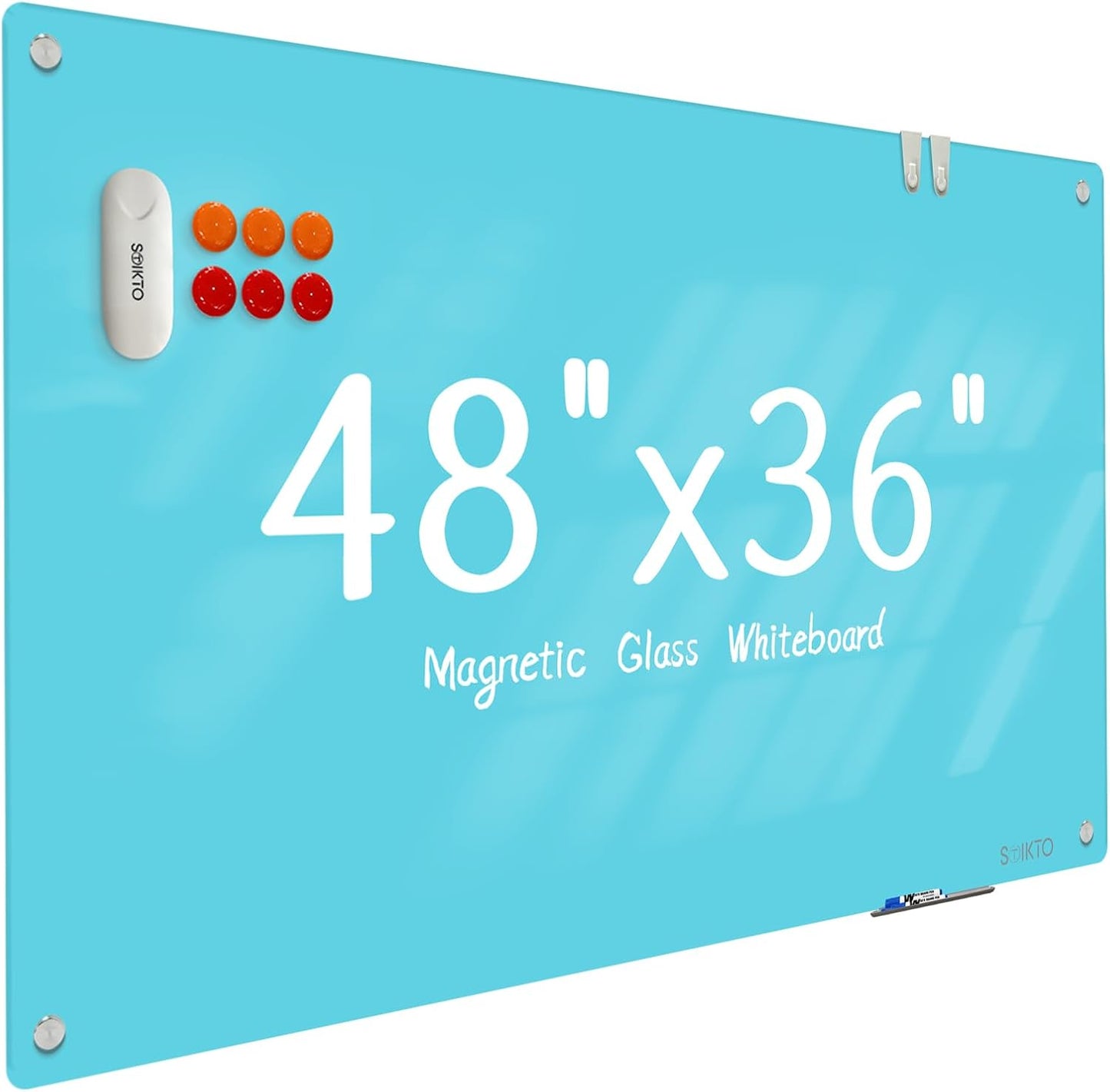 Glass Whiteboard 48in x 36in Magnetic Dry Erase Board for Home
