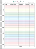 Junior Size Payment Checklist Refills - Colorful Monthly Budget Forms