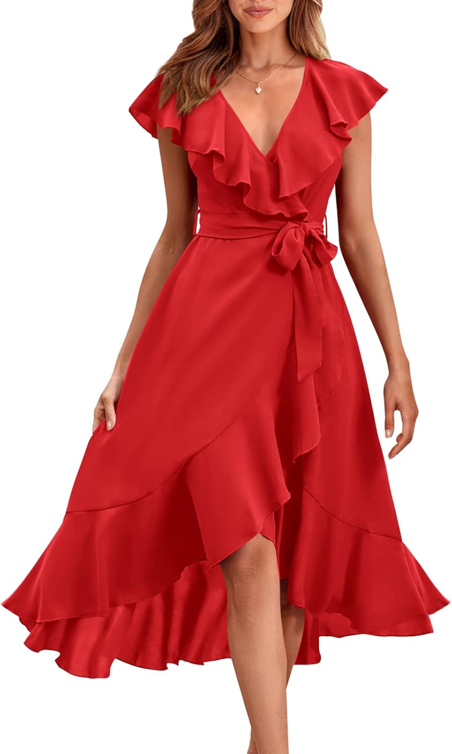 PRETTYGARDEN Women's 2025 Summer Cross Midi Dress for Every Occasion