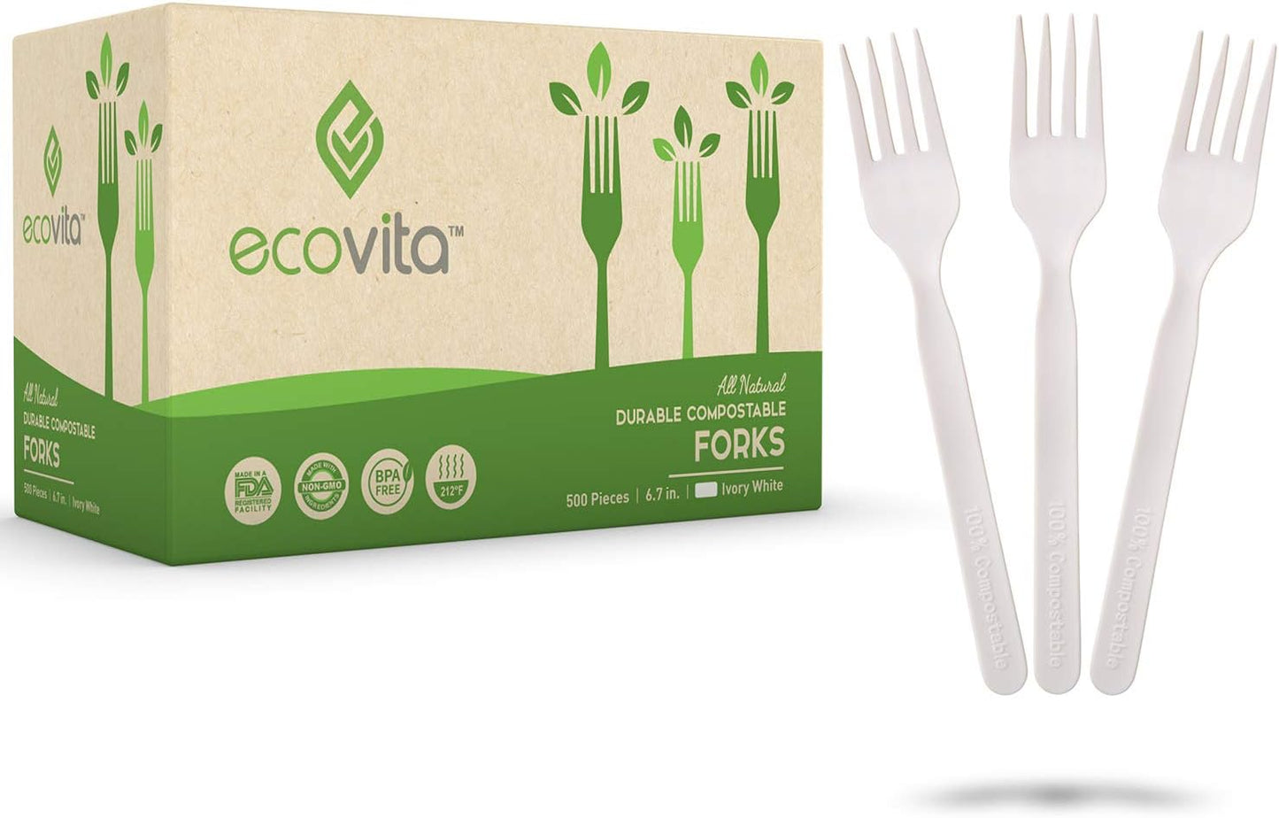 100% Compostable Forks - Eco Friendly Durable Utensils in Bulk