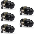 Privacy Door Knob 5 Pack - Keyless Matte Black Interior Locks