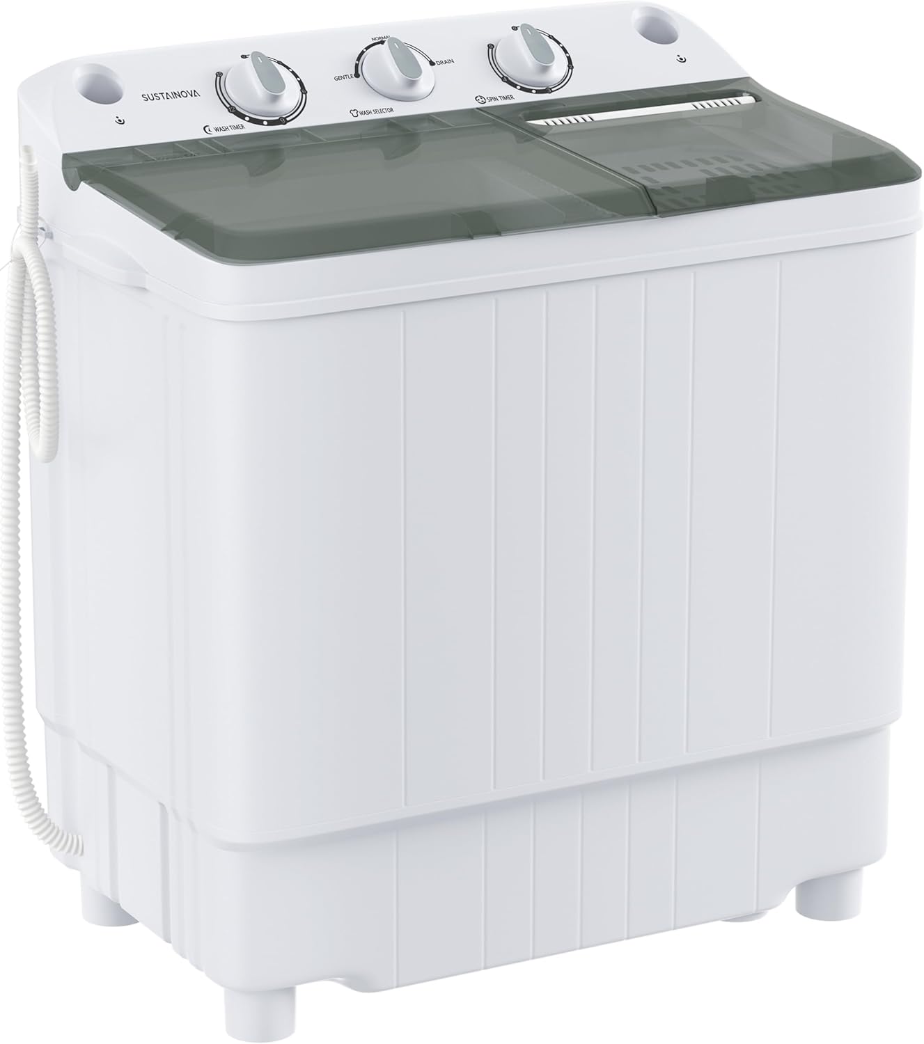 Sustainova Compact Twin Tub Washer: 9.9 Lbs Capacity for Home & Travel