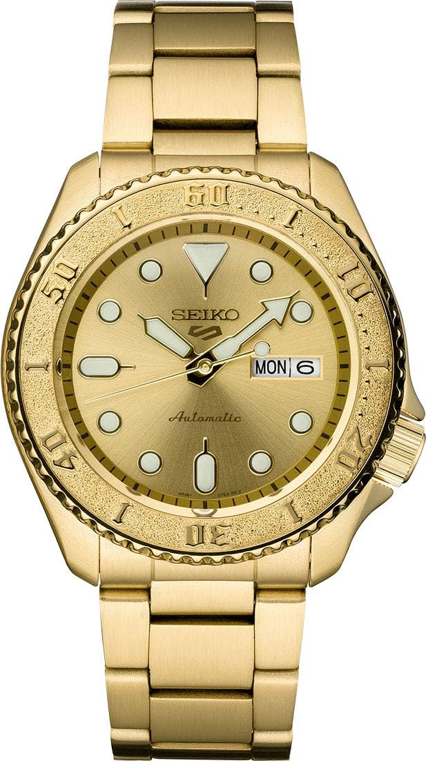 SEIKO Automatic Watch for Men - 5 Sports with Gold-Tone Style