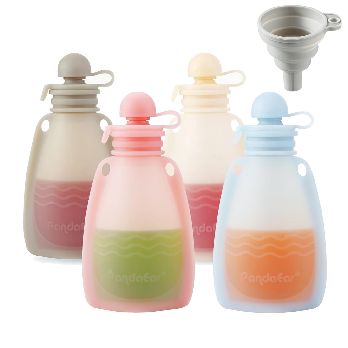 PandaEar Reusable Silicone Baby Food Pouches - Mess-Free Feeding!