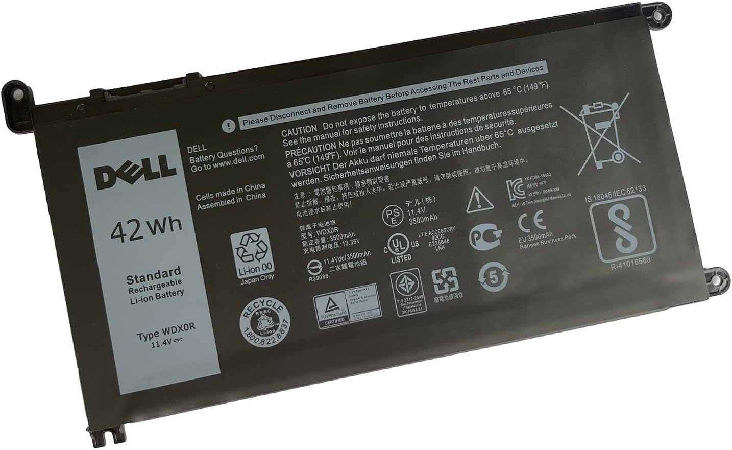 DELL WDX0R 11.4V 42Wh 3-Cell Battery for Inspiron and Vostro