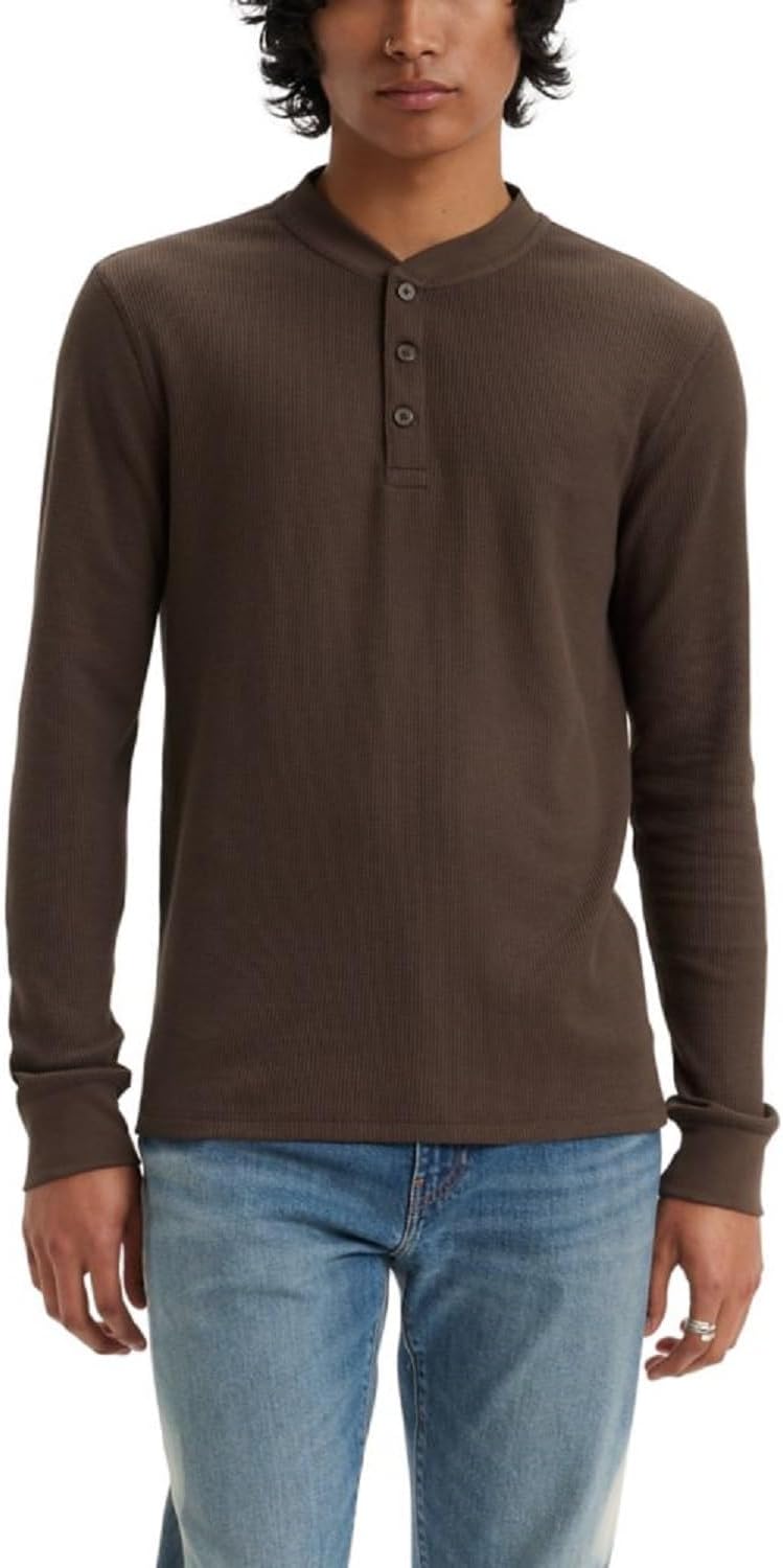 Levi's Men's Long Sleeve Thermal 3 Button Henley for Comfort
