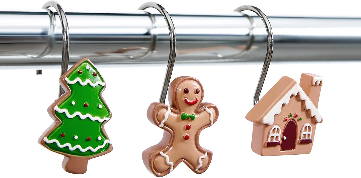Estmy Gingerbread House Xmas Shower Hooks