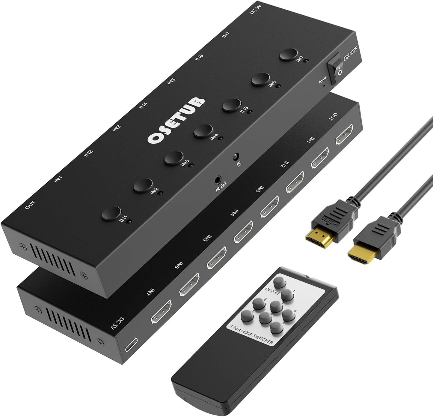 7 Port HDMI Switch 4K@60Hz for Gaming & Home Entertainment