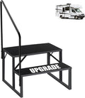 RV Steps with Handrail 2 Step Ladder - Stable Anti-Slip Entry