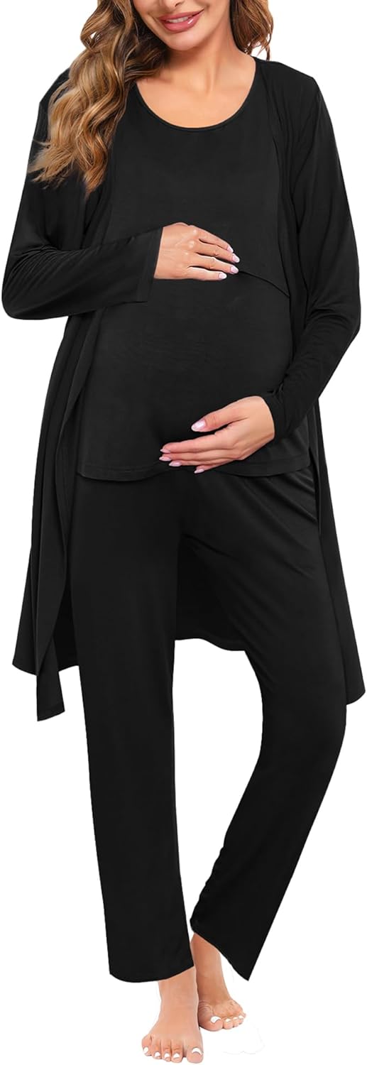 SWOMOG Maternity Nursing Robe Set for Comfortable Breastfeeding