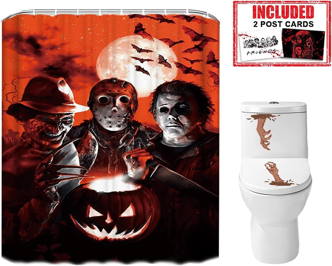 Horror Movie Halloween Shower Curtain Set - Spooky Decor