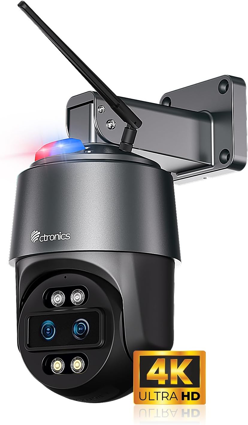 Ctronics 10X Hybrid Zoom Dual-Lens 4K Security Camera Outdoor