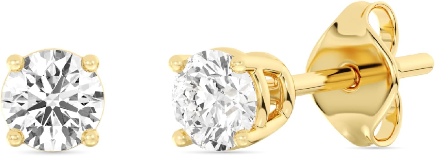 Gilded Lab-Grown Diamond Stud Earrings for Women in Silver