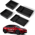 Tesla Model Y Juniper Center Console Organizer Tray - 4 PCS Black