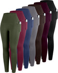 Women's High Waist Leggings with Pockets - 7 Pack Tummy Control