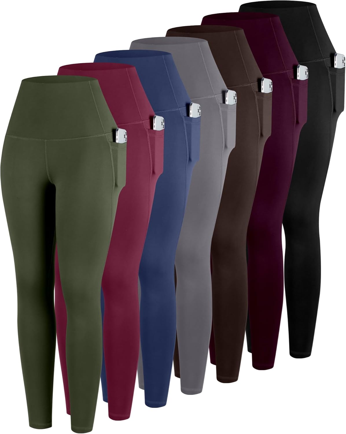ATHVOTAR Leggings with Pockets for Women - 7 Pack High Waisted