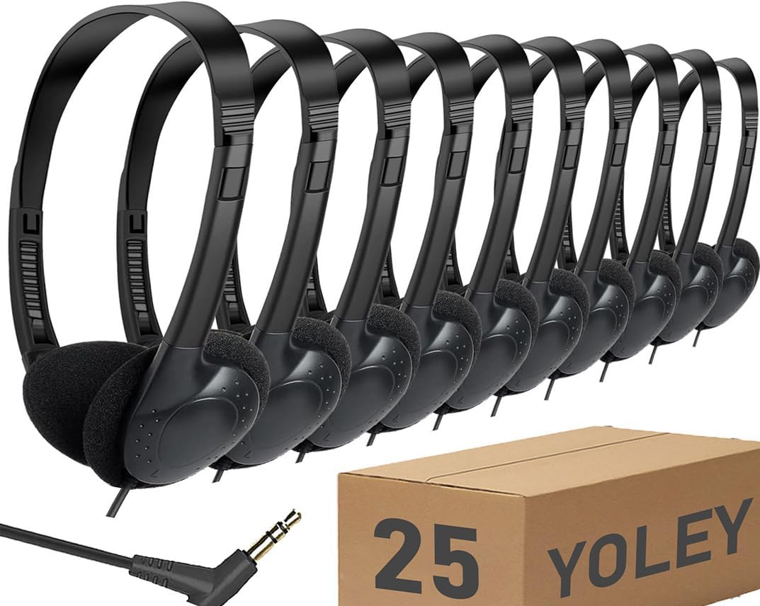 Classroom Headphones Bulk 25 Pack for Students and Kids