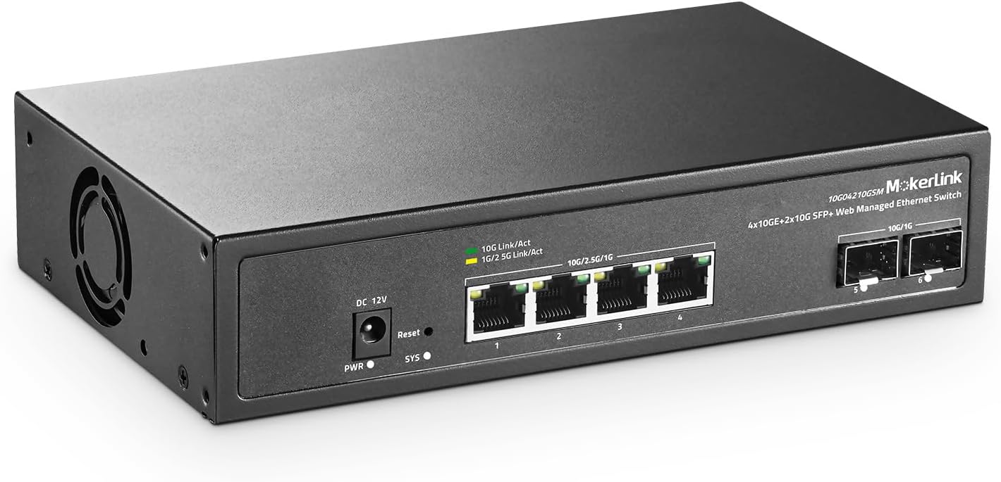 MokerLink 6 Port 10Gbps Managed Switch for High-Speed Networks