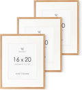 16x20 Picture Frame Solid Oak with Mat - Set of 3 wallwisy