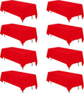 Red Tablecloths 70 x 120 in 8 Pack - Washable Rectangular Linen