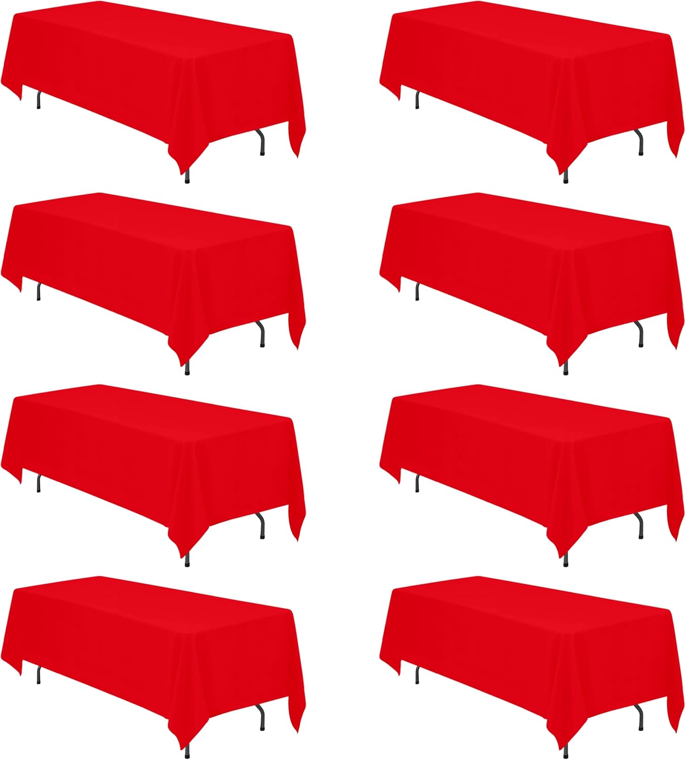 Premium 8 Pack Red Tablecloths for 6ft or 8ft Tables