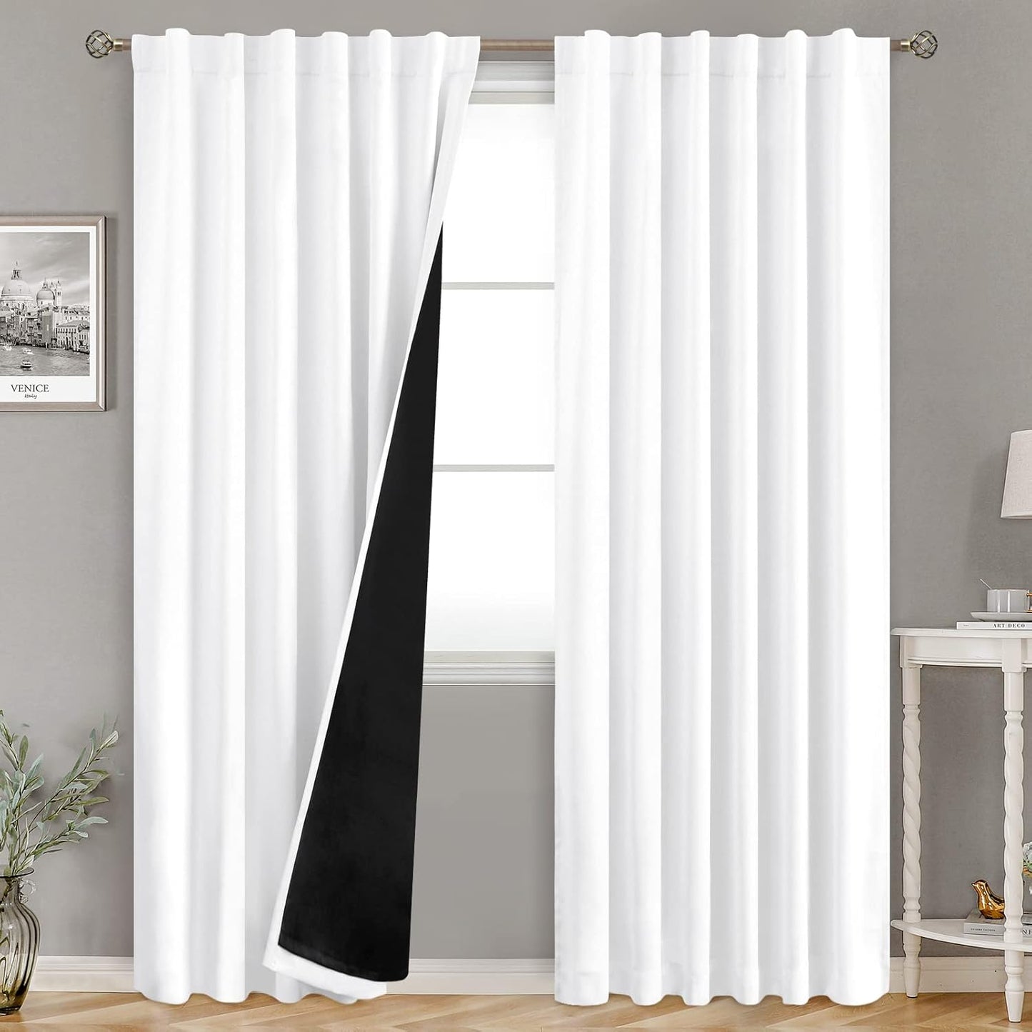 BGment Pure White 100% Blackout Curtains for Bedroom