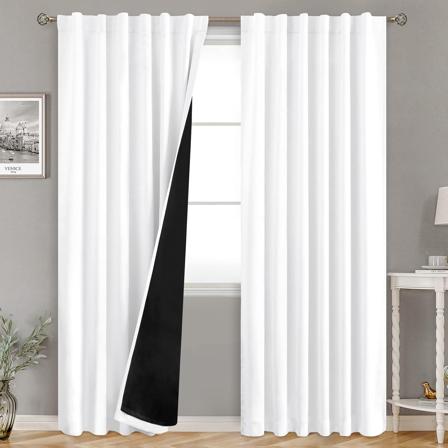 BGment Pure White 100% Blackout Curtains for Bedroom