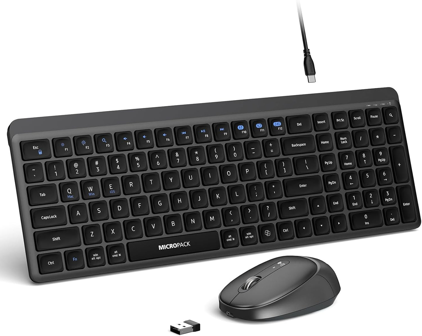 Wireless Keyboard and Mouse Combo for Desktop Mac iPad Bluetooth
