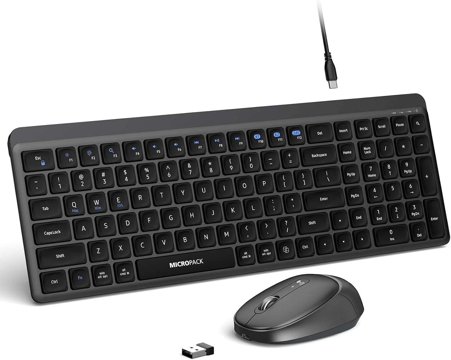 Wireless Keyboard and Mouse Combo for Desktop Mac iPad Bluetooth