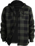 Heavy Thick Flannel Plaid Jacket Sherpa Lined Zip Hoodie - Warm Winter