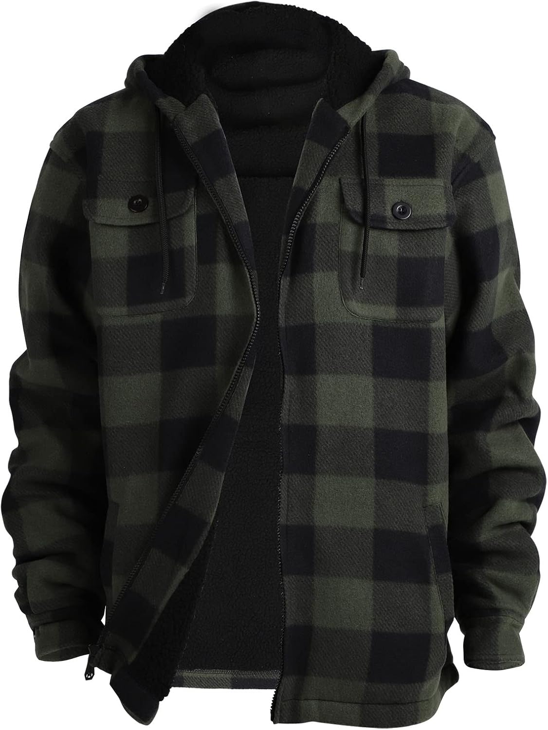 Heavy Thick Flannel Plaid Jacket for Men - Warm Sherpa Hoodie
