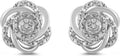Sterling Silver 0.1 cttw Diamond Flower Stud Earrings - Sparkling