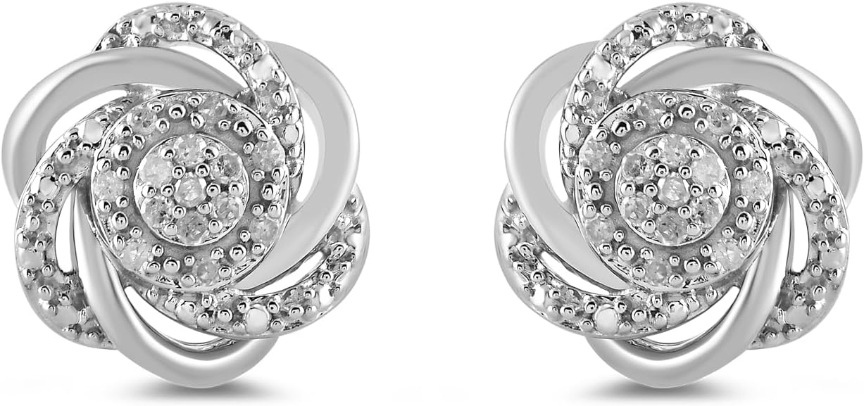Stunning Flower Cluster Stud Earrings with 0.1 cttw Diamonds