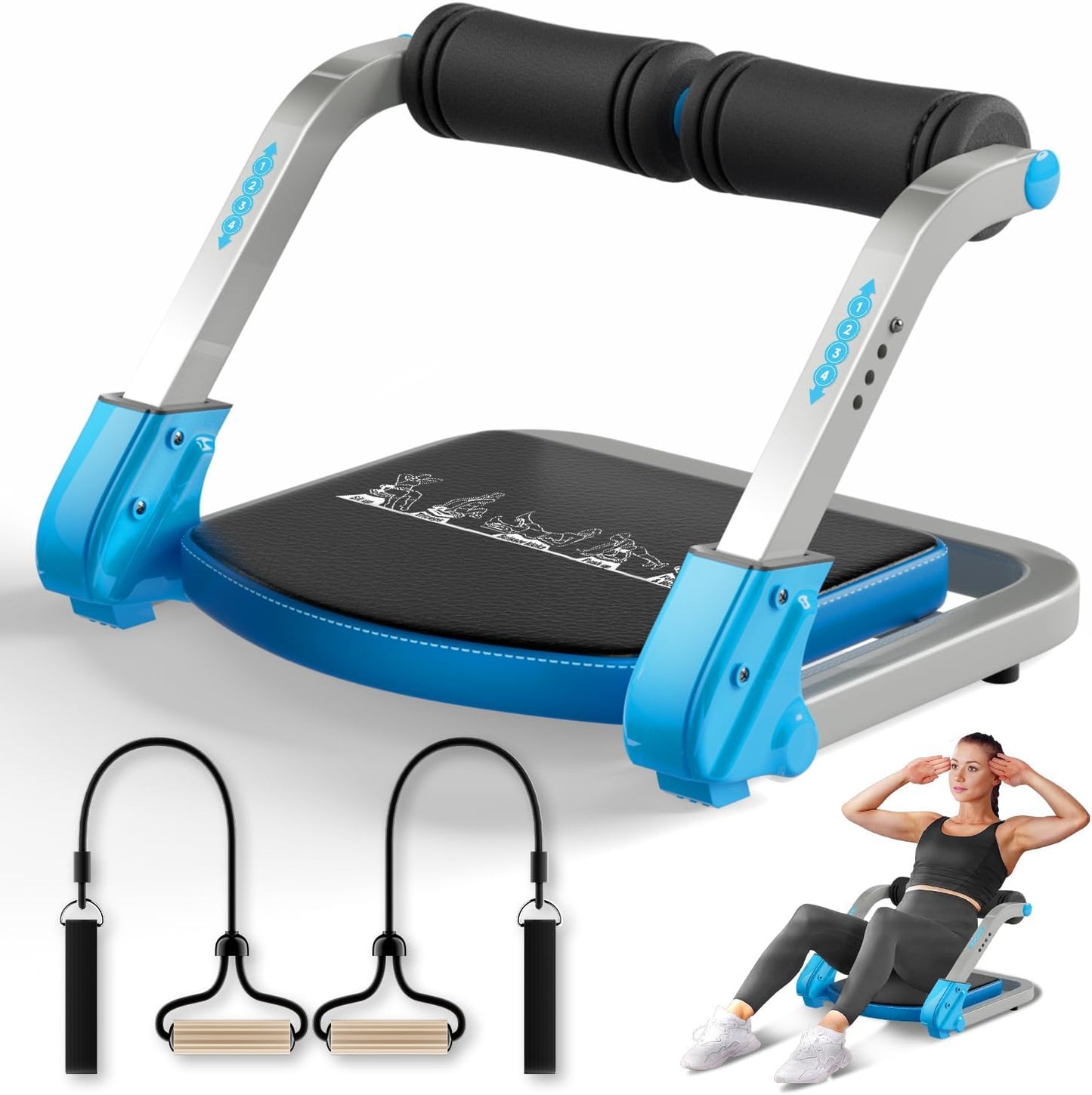 VTORY Ab Trainer - 4 Resistance Levels, 350 LBS Capacity, Auto Rebound