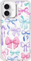 MOSNOVO Case for iPhone 16 Plus - Clear Bows Design