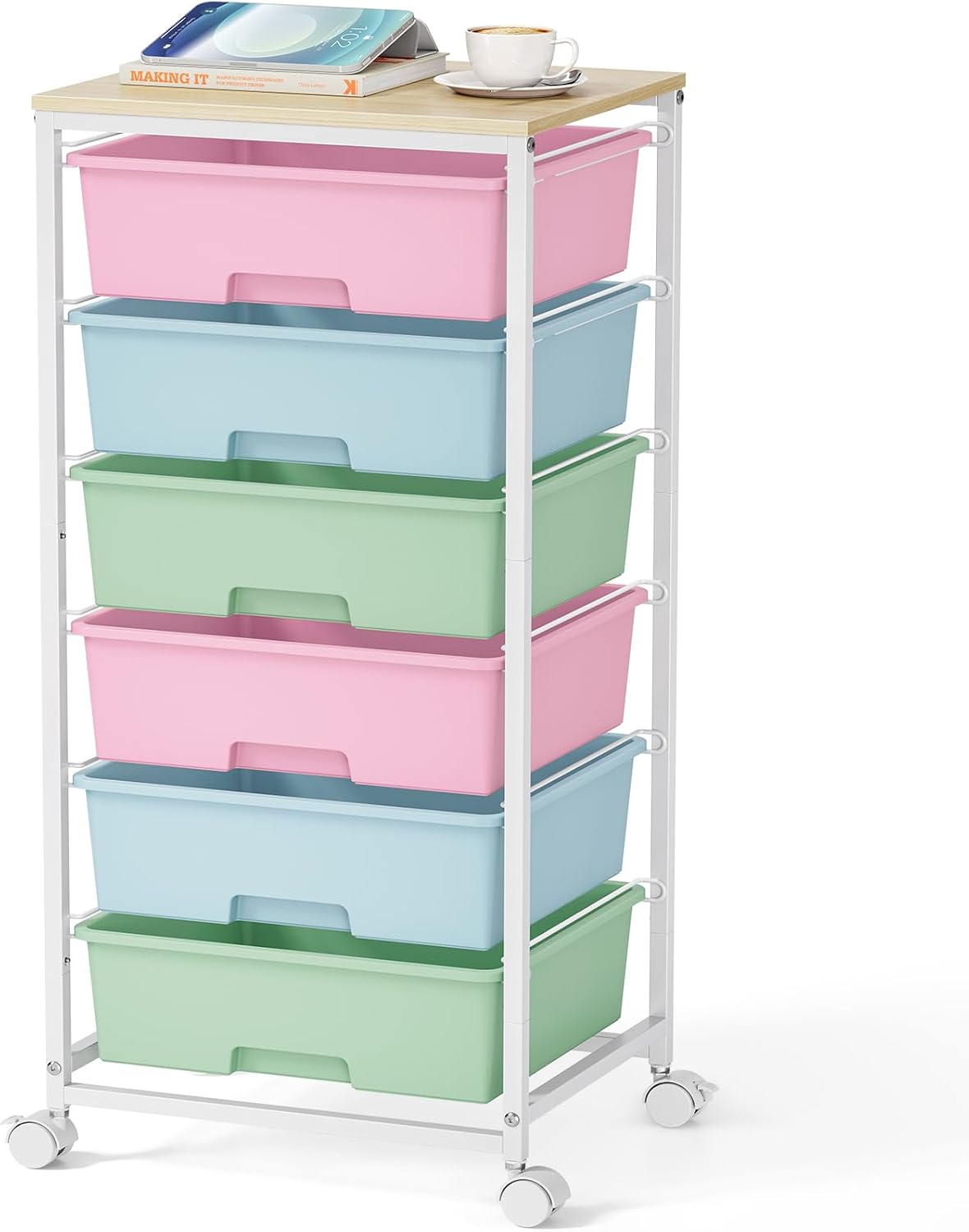 Rolling Storage Cart with 6 Large Drawers for Versatile Use