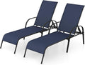 Patio Lounge Chair 2 Pack - Adjustable Outdoor Chaise for Sunbathing