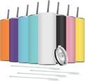 8 Pack Stainless Steel Skinny Tumbler 20 OZ - Double-Insulated Gift
