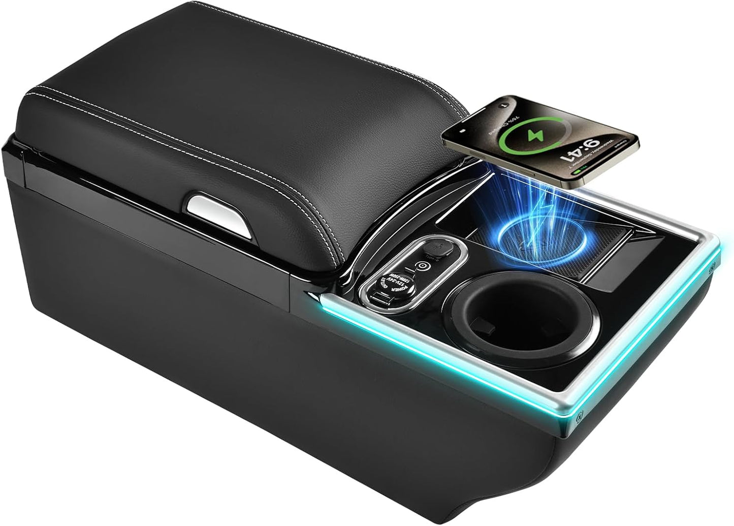 Coverado Center Console with Wireless Charging & 7 Light Modes