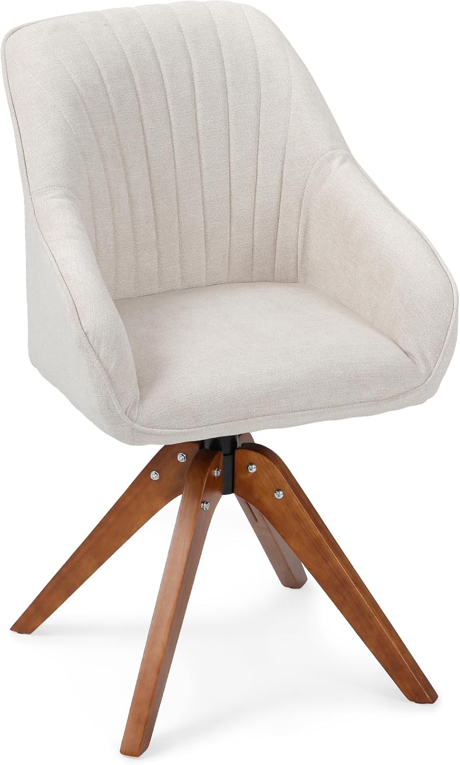 Comfortable Swivel Chair, Stylish White Design