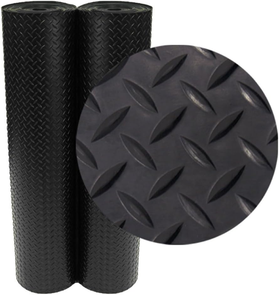 Rubber-Cal Diamond-Plate Rubber Flooring Rolls for Versatile Use