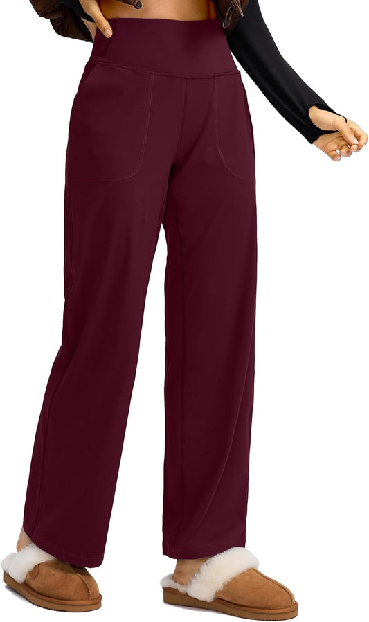 Soothfeel Wide Leg Pants for Women - High Waist Stretch Yoga